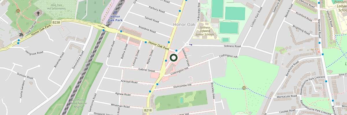 Map showing Rinds & Vines at 74 Brockley Rise, Honor Oak, London SE23 1LN